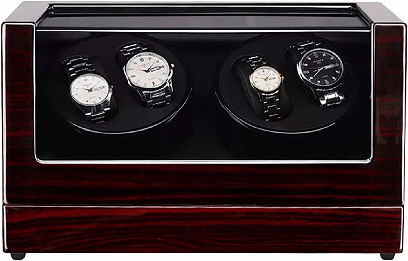 Spinner winding box Watch Winders - 4 0 Wooden Automatic Watch Winder Storage Box Transparent Cover Wrist Mechanical Watch Winding Box Double Head Motor Shaker Case Organizer Quiet and well operated (