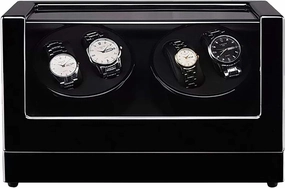 Spinner Winding Box Watch Winders - 4 0 Wooden Automatic Watch Winder Storage Box Transparent Cover Wrist Mechanical Watch Winding Box Double Head Motor Shaker Case Organizer Quiet