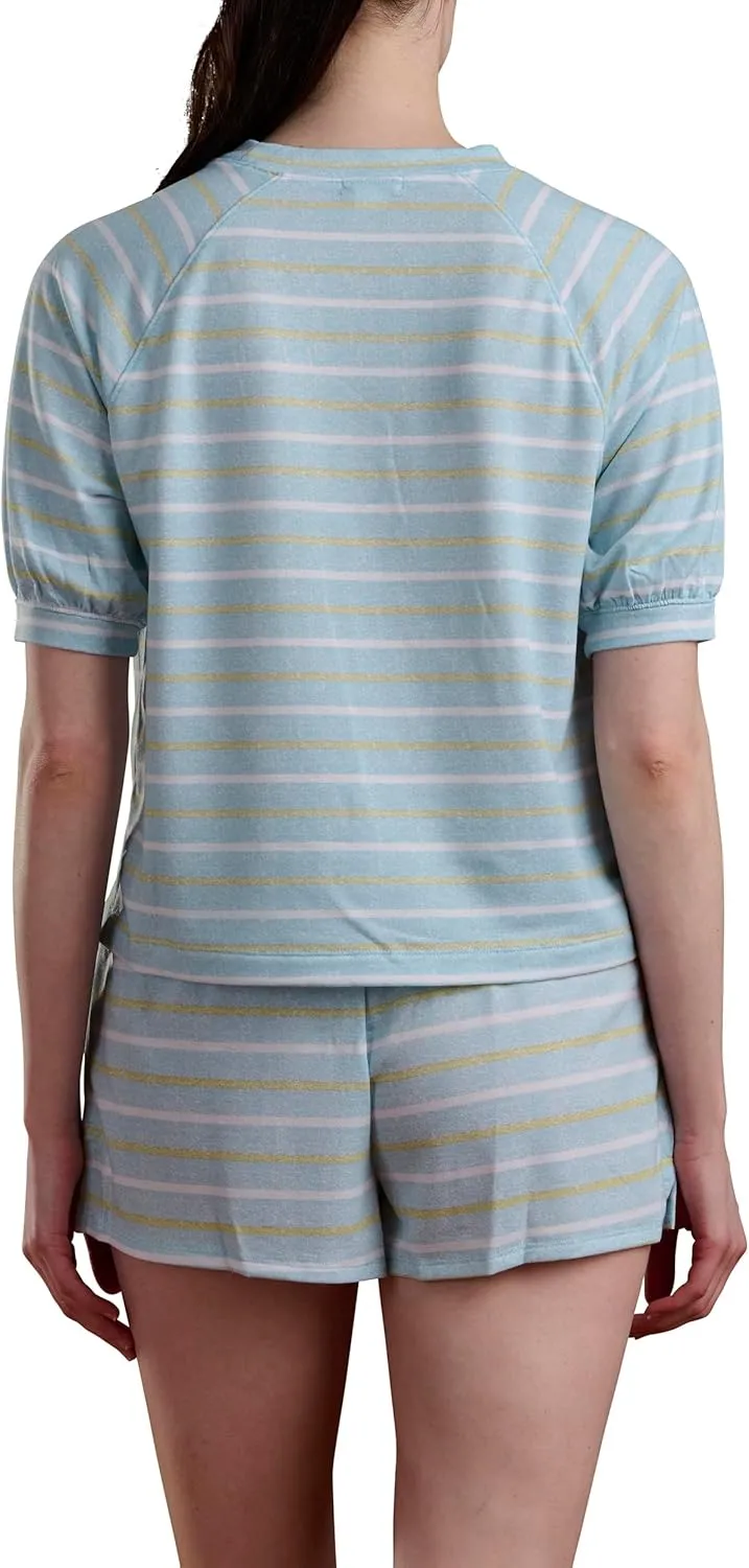 Splendid womens 2pc Puff Sleeve Shirt Set | Baja Stripe