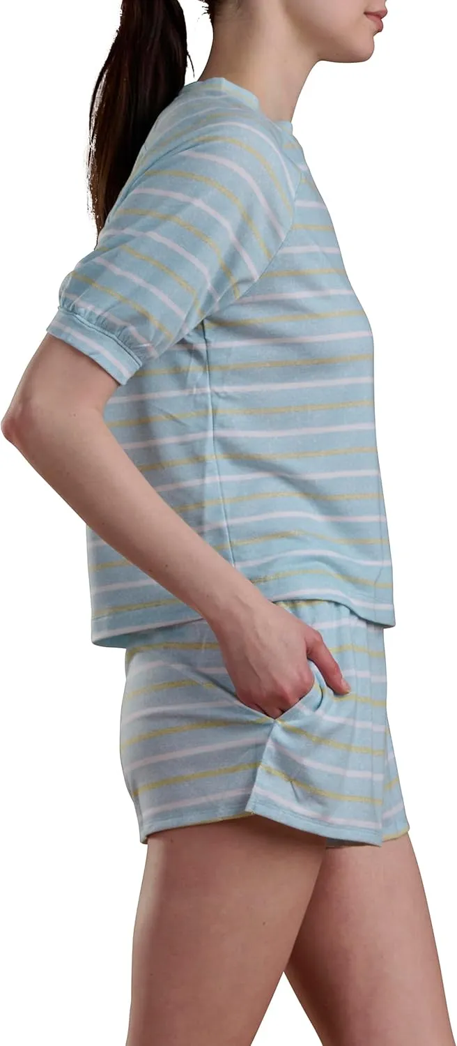 Splendid womens 2pc Puff Sleeve Shirt Set | Baja Stripe