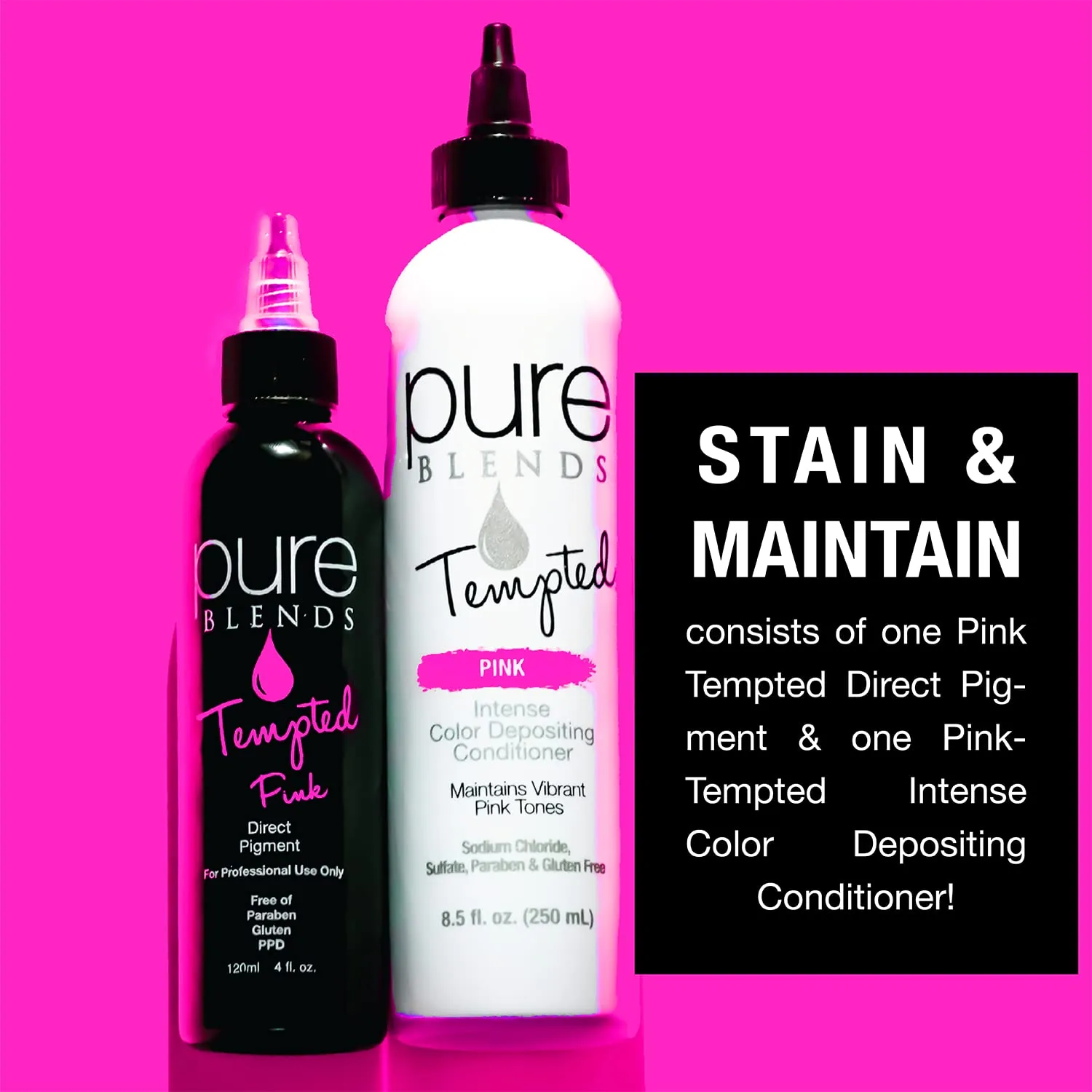 Stain & Maintain Semi Permanent Hair Color Dye Kit | Vibrant & Long Lasting Hair Color | Moisturizing Color Depositing Conditioner Maintains Hair Color Further