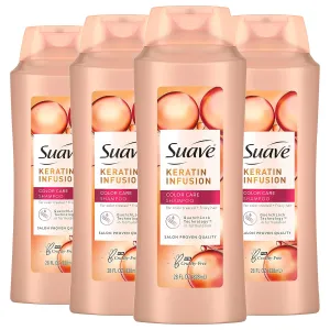 Suave Professionals Color Care Shampoo Shampoo for Color Treated Hair Keratin Infusion Color Protecting Shampoo, 28 Ounce (Pack of 4)