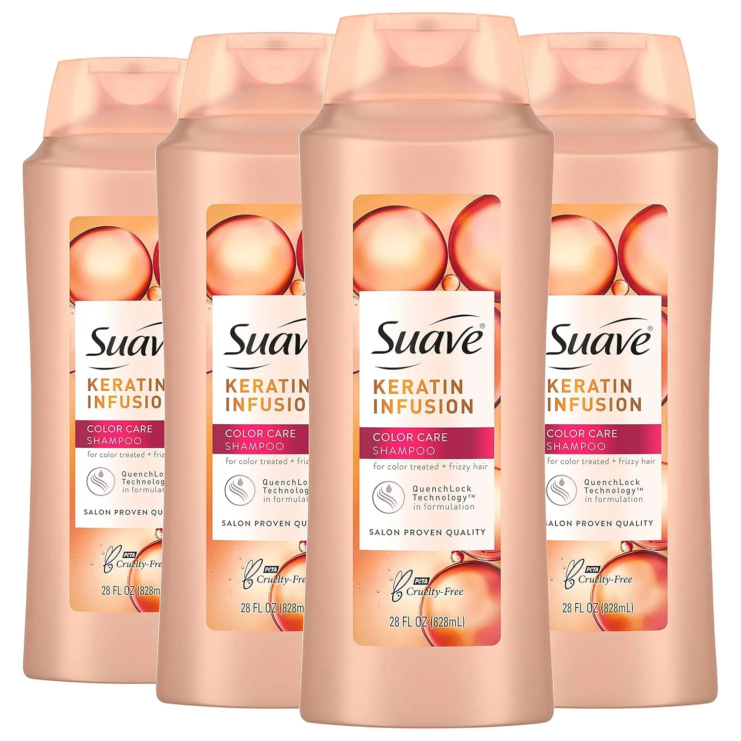 Suave Professionals Color Care Shampoo Shampoo for Color Treated Hair Keratin Infusion Color Protecting Shampoo, 28 Ounce (Pack of 4)