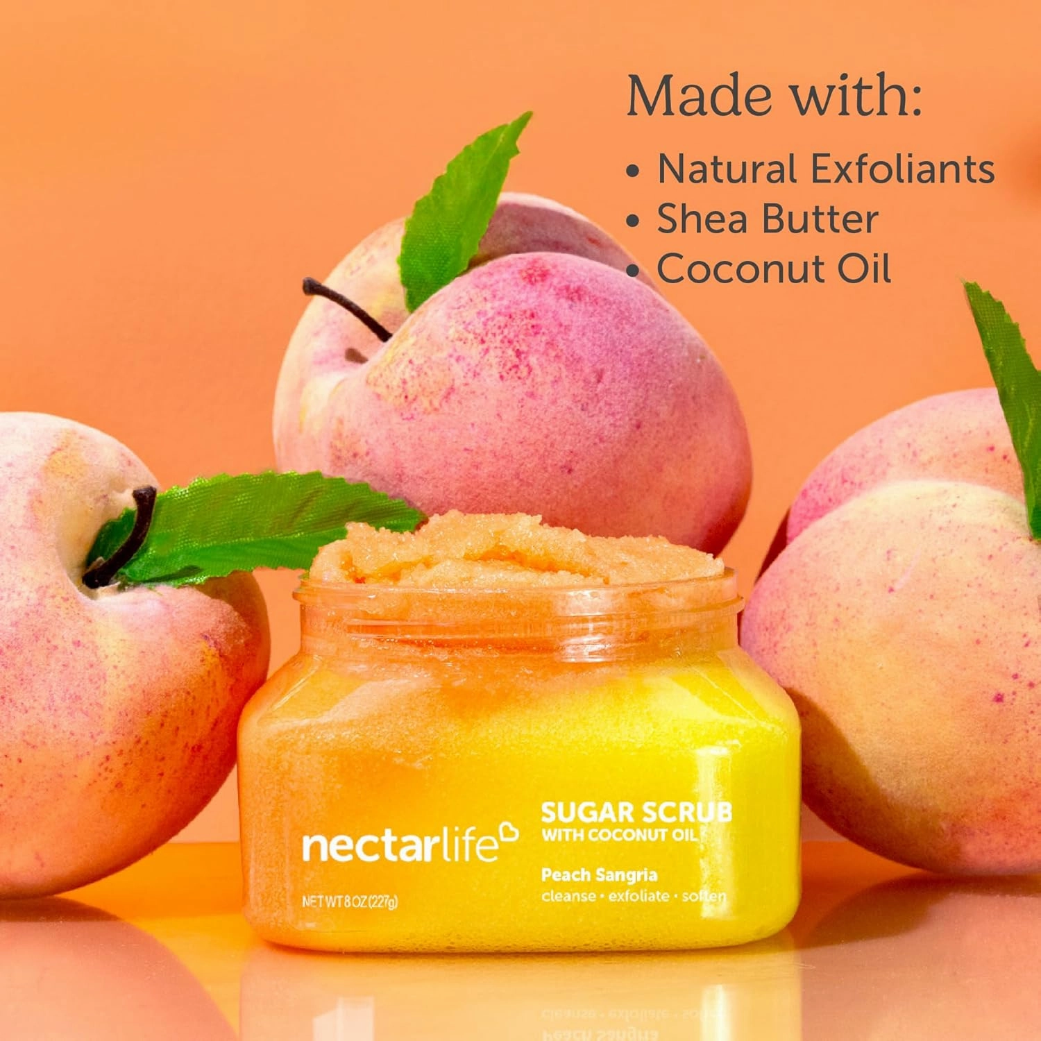 Sugar Body Scrub 8 oz, Moisturizing and Exfoliating Scrub for Nourishing Essential Body Care, Gift For Her (Peach Sangria)