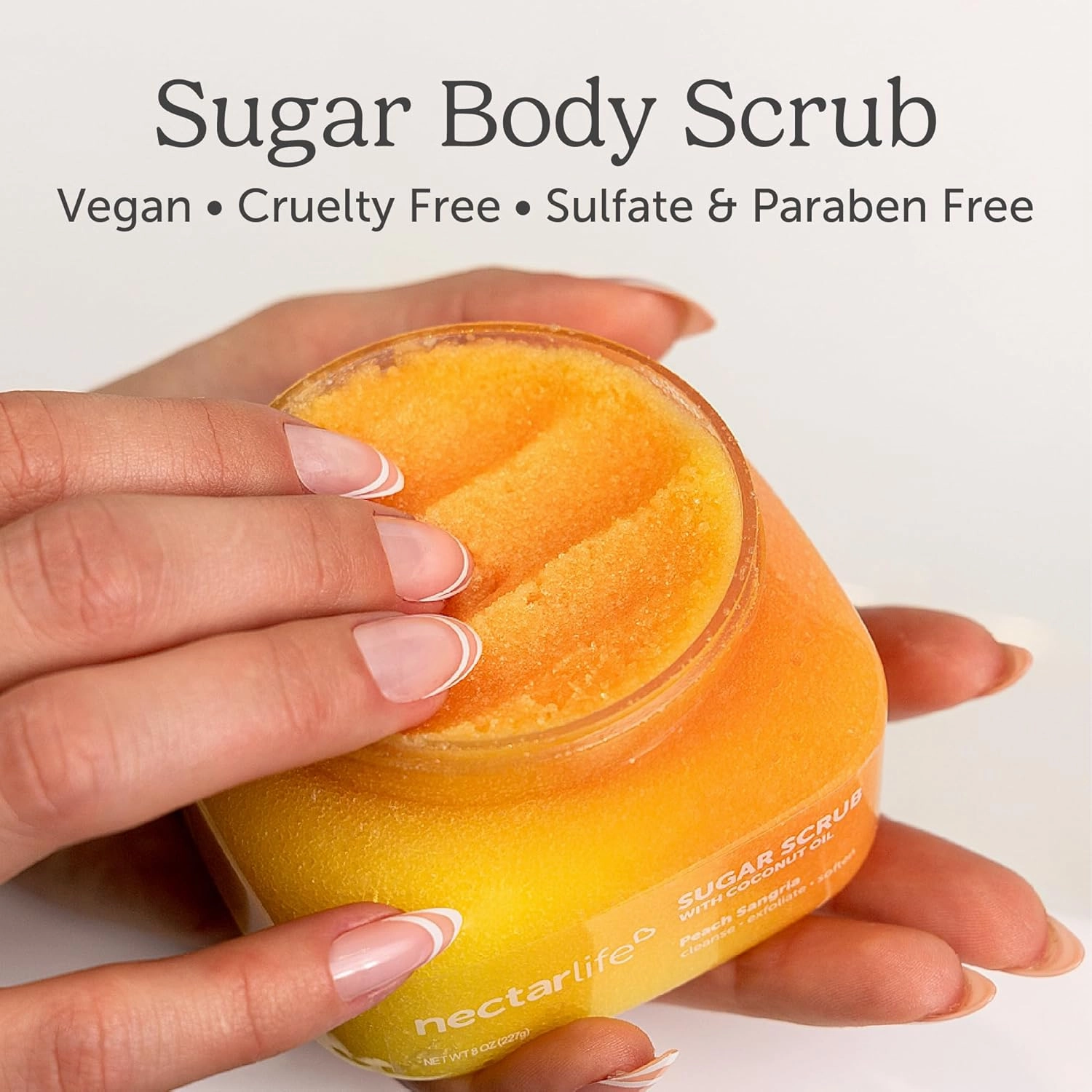 Sugar Body Scrub 8 oz, Moisturizing and Exfoliating Scrub for Nourishing Essential Body Care, Gift For Her (Peach Sangria)