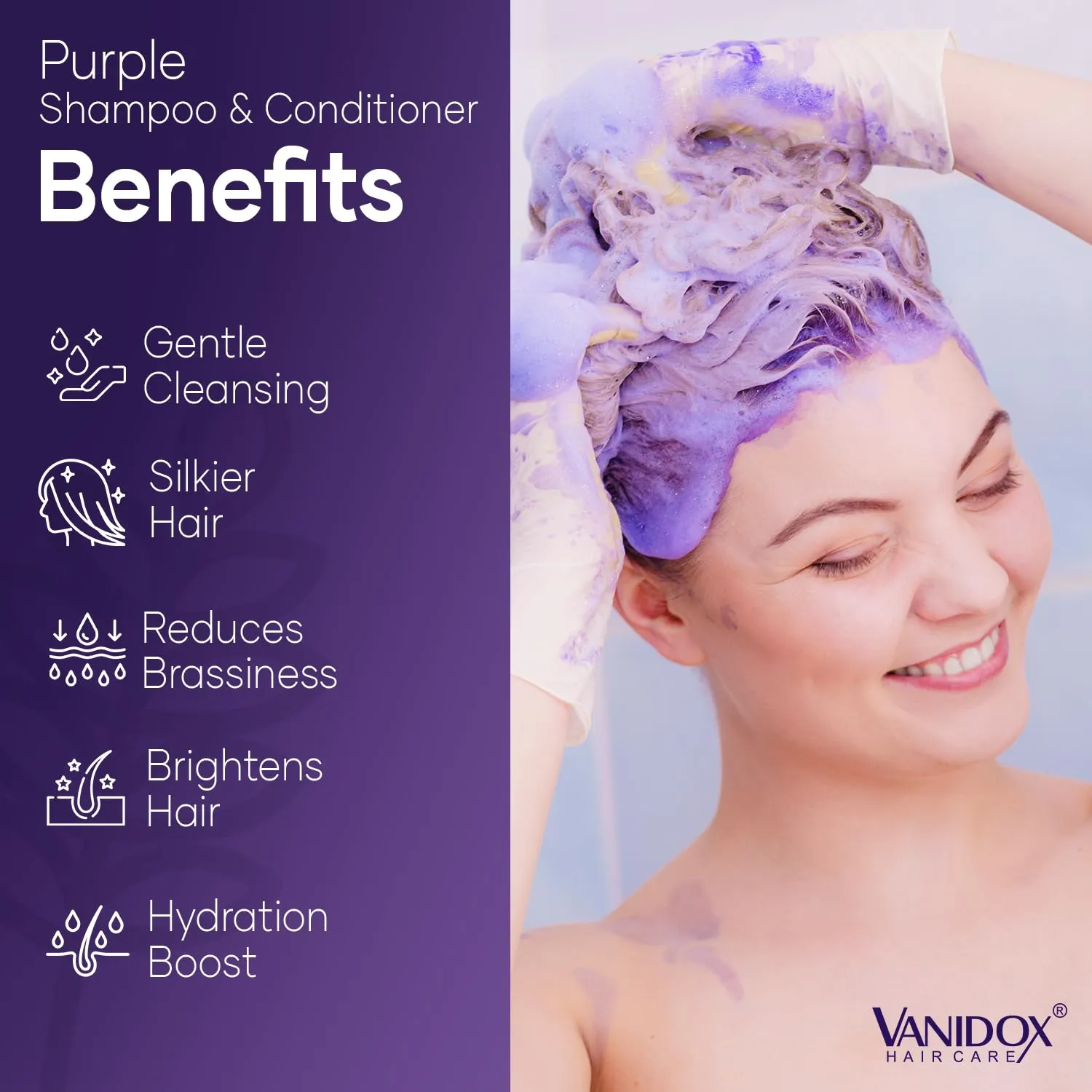 Sulfate Free Brass Toning Purple Shampoo and Conditioner Set for Grey and Silver Hair, Moisturizing & Color-Safe, Enhances Shine & Brightness, Made in USA (16 fl oz each)