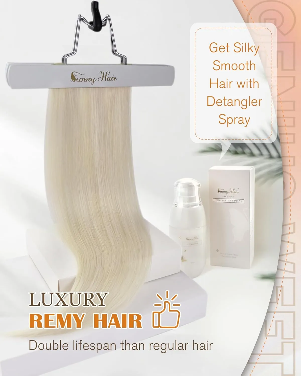 Sunny Hair Genius Weft Hair Extensions Platinum Blonde Sew in Hair Extensions Real Human Hair Hand Tied Weft Extensions Blonde Long Straight Hair Bundles for Women 22inch