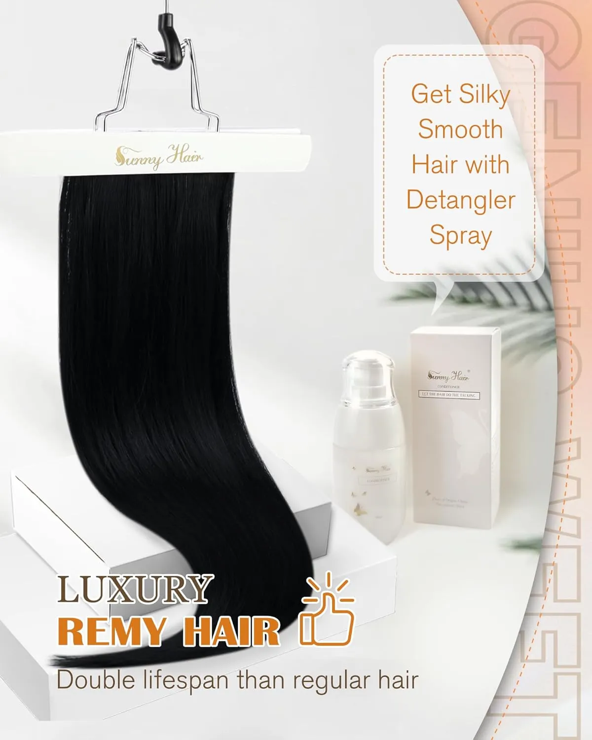 Sunny Hair Hand Tied Weft Hair Extensions for Fashion Women Black Sew in Human Hair Extensions Straight Remy Hair Can Be Cut Hair Piece Jet Black 18inch
