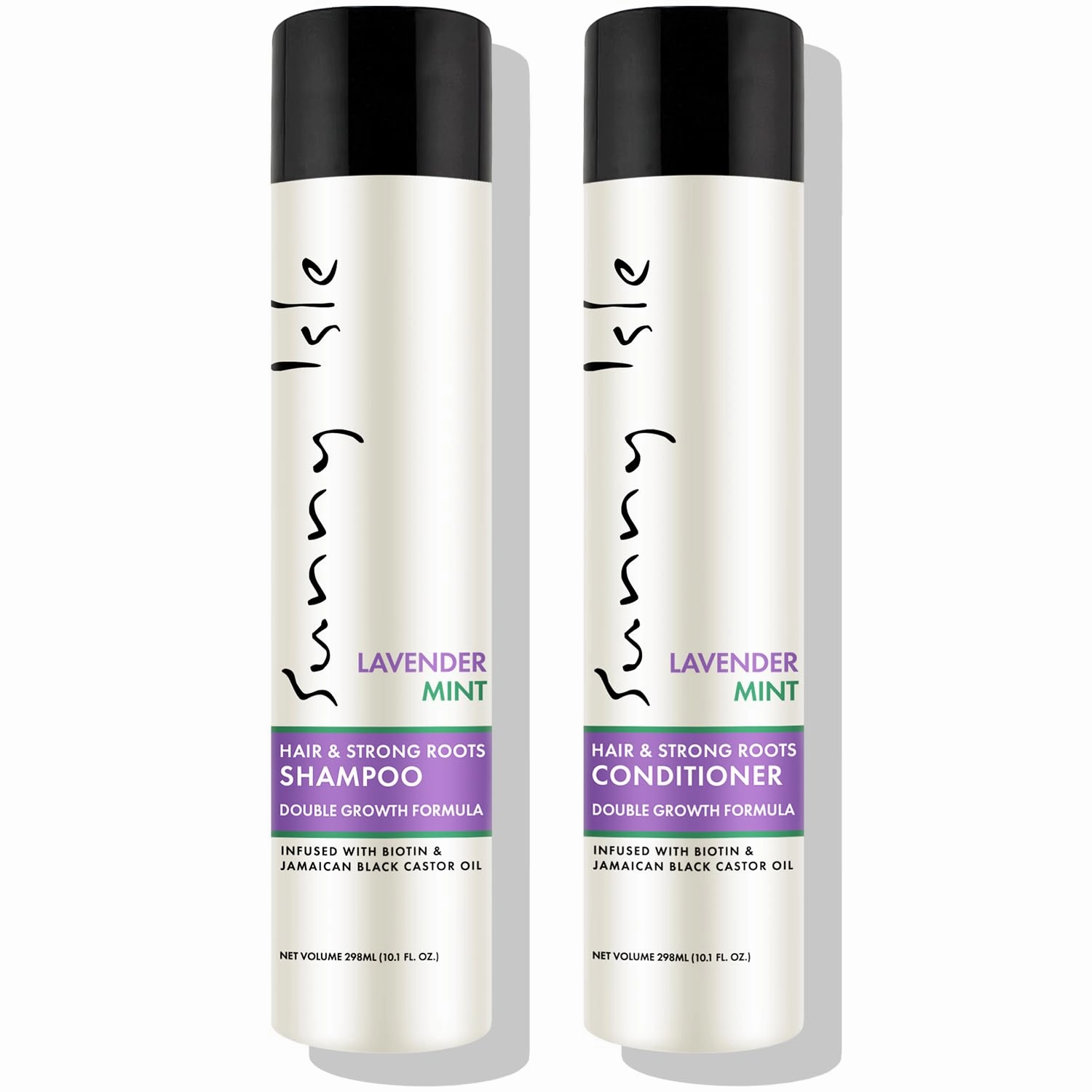 Sunny Isle Lavender Mint Hair & Strong Roots Shampoo and Conditioner 10.1oz 2-Pack Bundle | Strengthening with Biotin, Jamaican Black Castor Oil | Paraben & Sulfate FREE