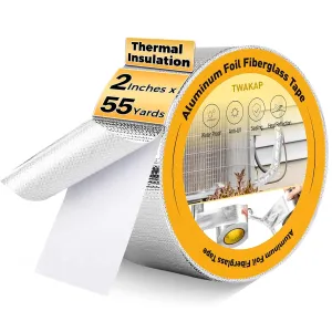 Super Age-Resistant AC Pipe Foam Insulation Wrap Protect Foil Fiberglass Tape,More Weather-Resistant Shield for Pipe Insulation Foam Tube, Reflective 95%Thermal for Window AC Unit,HVAC Duct