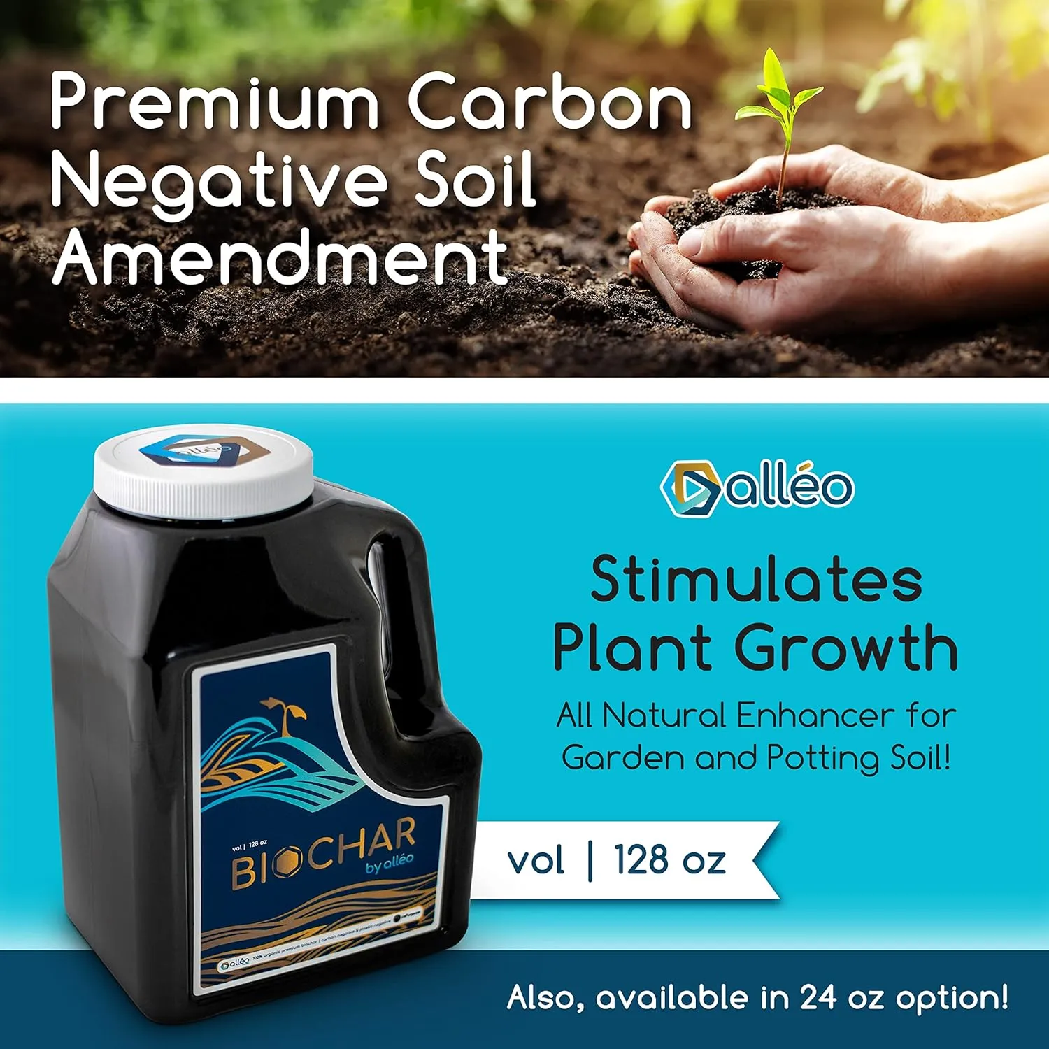 Superchar - Premium Biochar Charcoal Soil Amendment - 128oz Horticultural Charcoal for Plants - All Natural Enhancer for Garden and Potting Soil - Stimulates Plants Growth - 128oz Jug