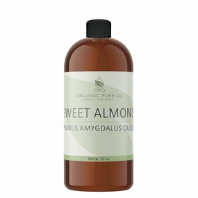 Sweet Almond - Pure & Cold Pressed, Non-GMO, Unrefined, Vegan, Extra Virgin Unrefined 32 OZ for Face Hair Skin Body Lips By Organic Pure Oil - Packaging May Vary