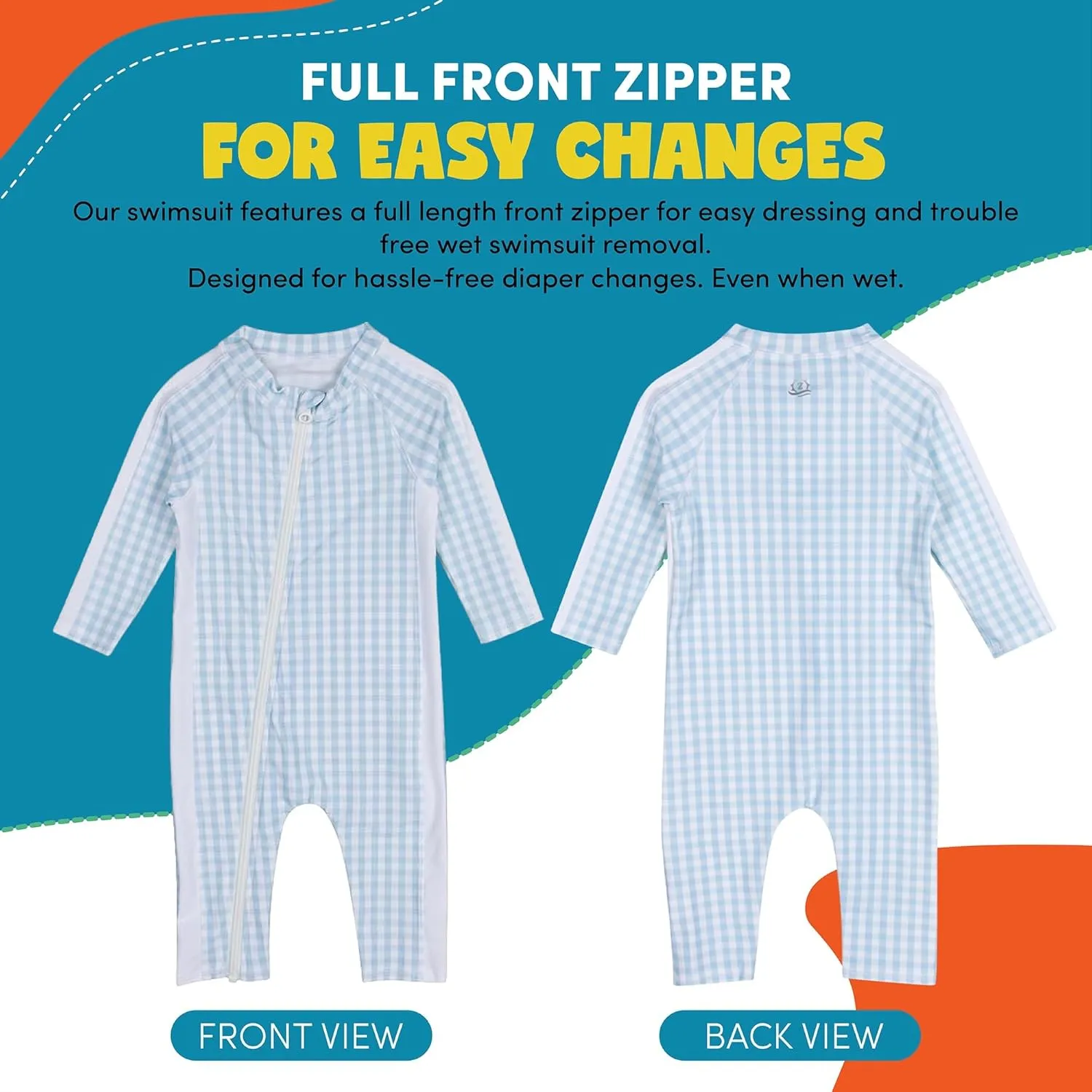 SwimZip Boys' Long-Sleeve UPF 50  Swimsuit for Baby, Toddler, & Little Boys