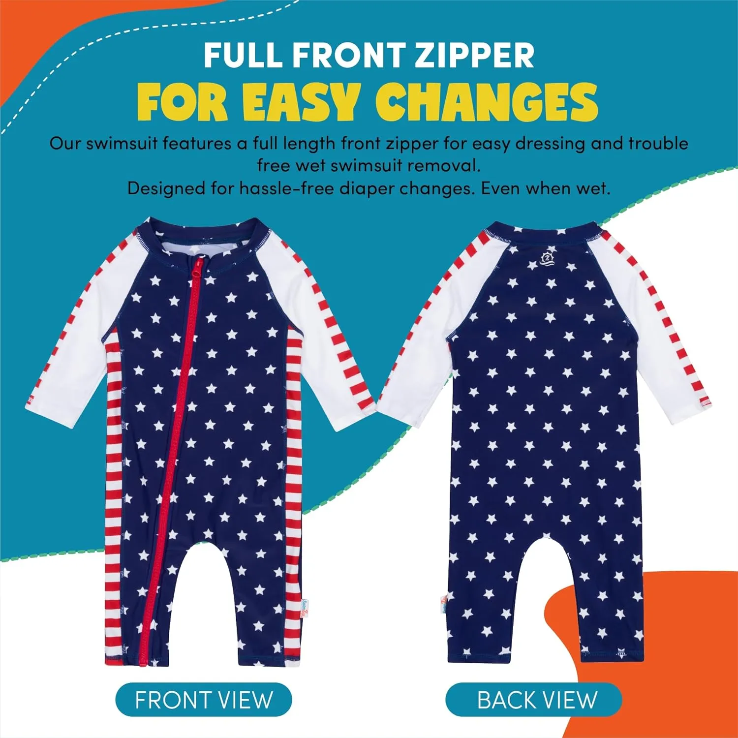 SwimZip Boys' Long-Sleeve UPF 50  Swimsuit for Baby, Toddler, & Little Boys