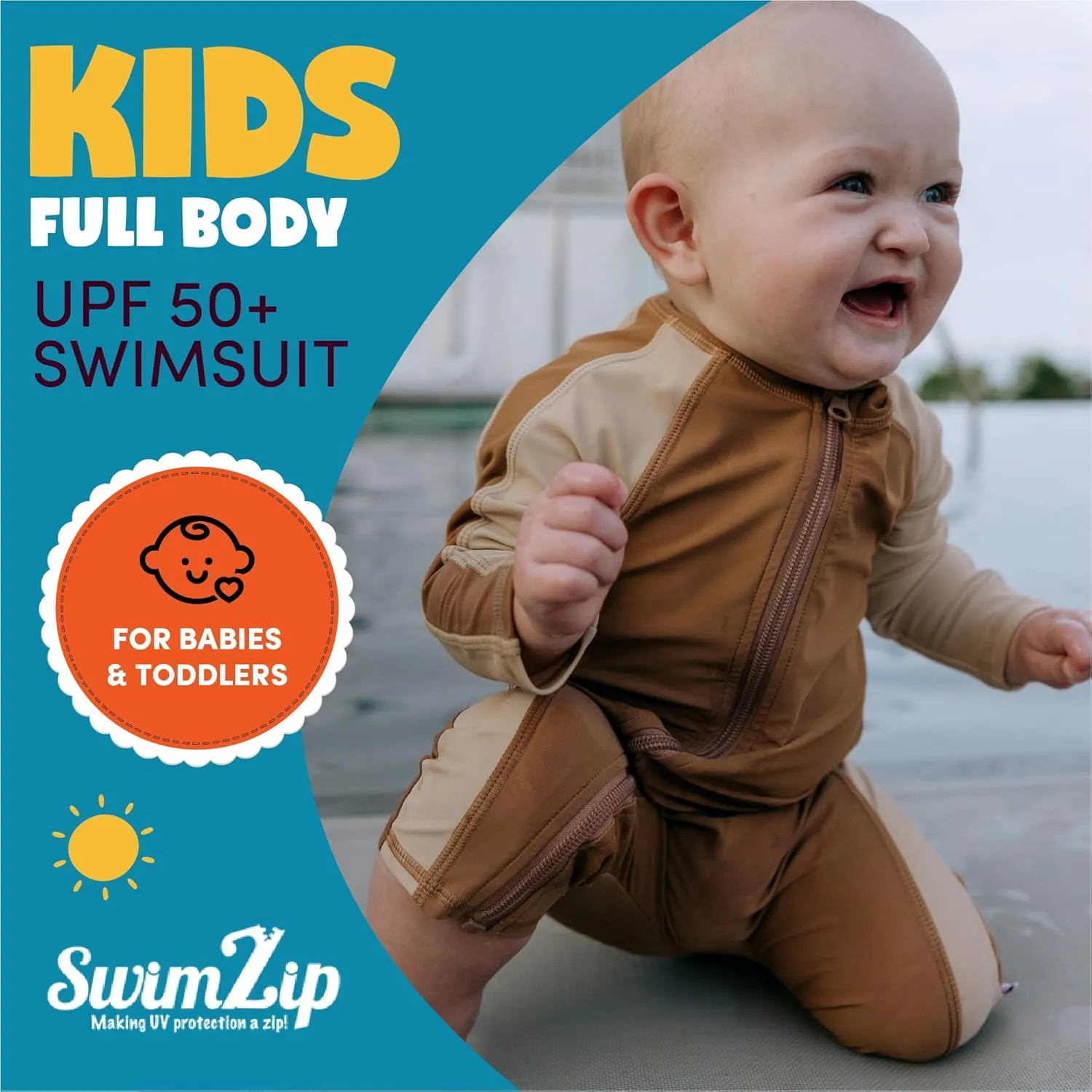 SwimZip Boys' Long-Sleeve UPF 50  Swimsuit for Baby, Toddler, & Little Boys
