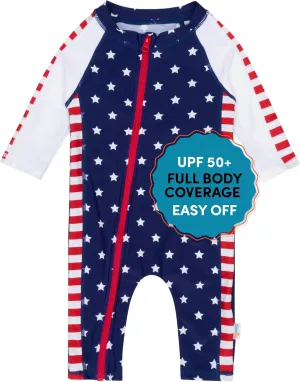 SwimZip Boys' Long-Sleeve UPF 50  Swimsuit for Baby, Toddler, & Little Boys