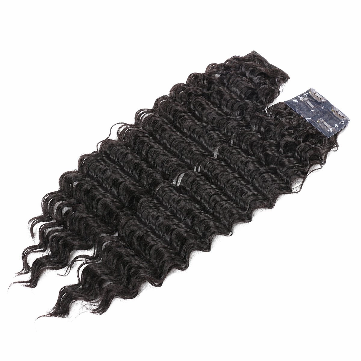 Synthetic Deep Wave Curly Clip in Hair Extensions Double Weft Full Head Heat Resistance Thick Deep Wave Clip In 7 Pieces(24inch, #2 Dark Brown)