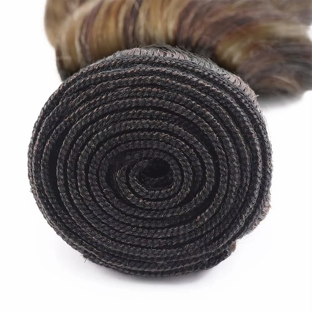 T1BP4/27 Ombre Human Hair Highlight Body Wave Bundles 10 12 14 Inch 3 Bundles Honey Blonde With Brown Bundles Unprocessed Brazilian Virgin Human Hair 3 Tone No Shedding No Tangle