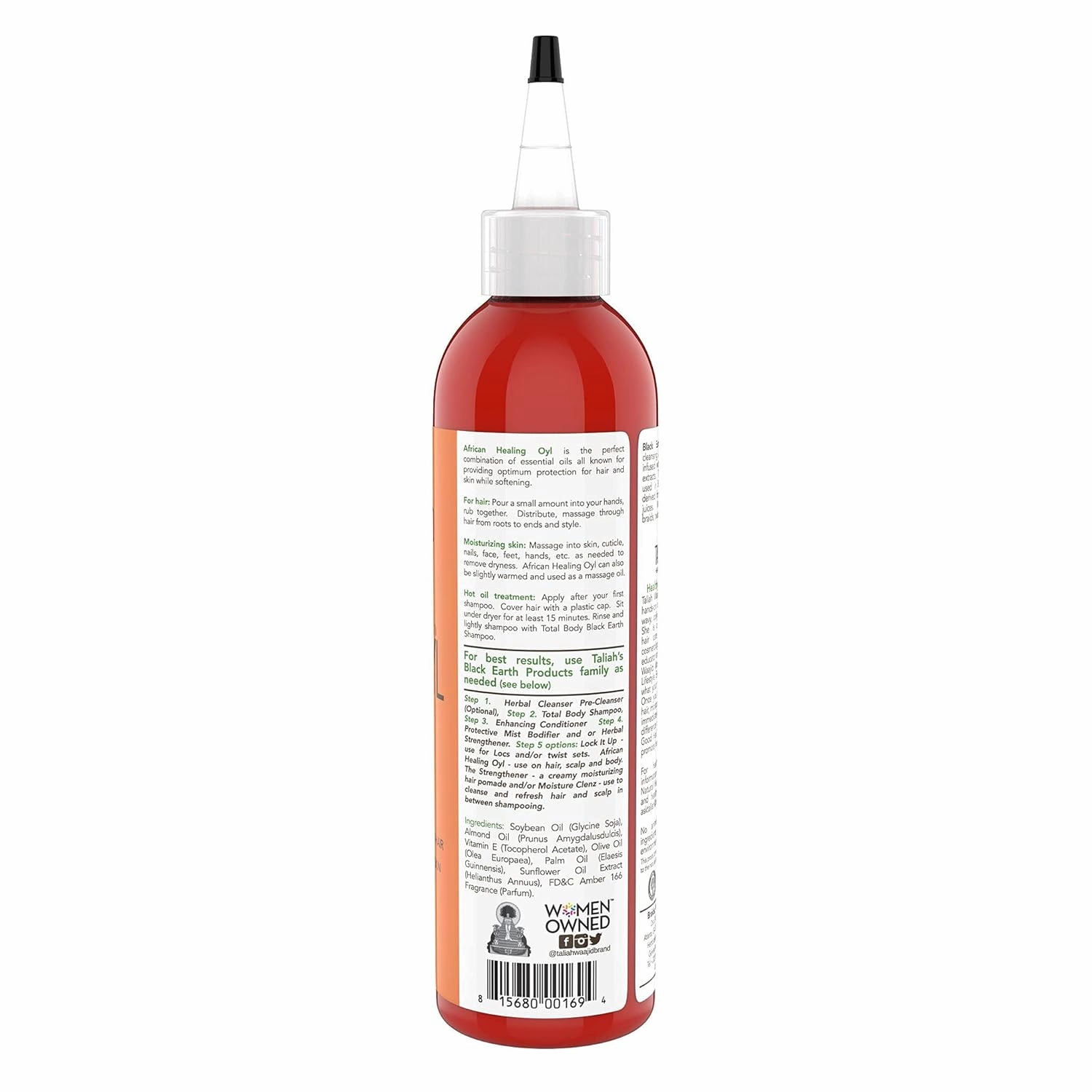 Taliah Waajid Black Earth Products African Healing Oyl | Total Body Oil | Softens, Moisturize, Coats, and Protects Hair & Skin | Infused with Vitamin E, Olive Oil, and Sunflower Oil- 8oz (T128) 4-Pack