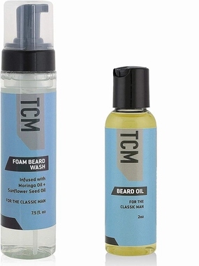 TCM 5 Minute Beard Wash & Go Bundle - Include 7.5oz Foam Beard Wash & 2oz Beard Oil