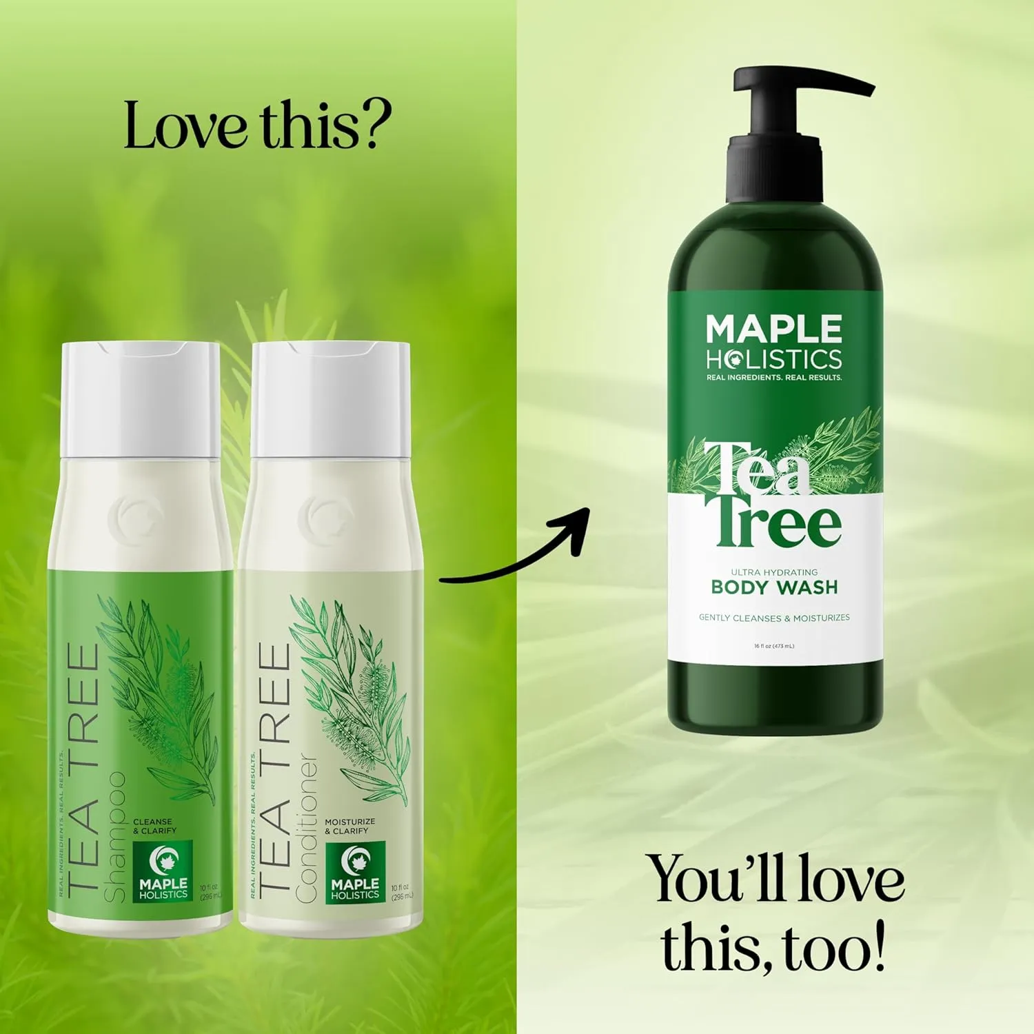 Tea Tree Shampoo and Conditioner Set - Sulfate Free Clarifying Shampoo and Conditioner for Oily Hair & Scalp Care with Cleansing Tea Tree Oil - Complete Oily and Dry Scalp Treatment for Build Up