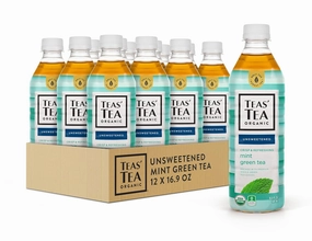 Teas' Tea Unsweetened Mint Green Tea 16.9 Fl Oz (Pack of 12) Organic, Sugar Free, Zero calorie