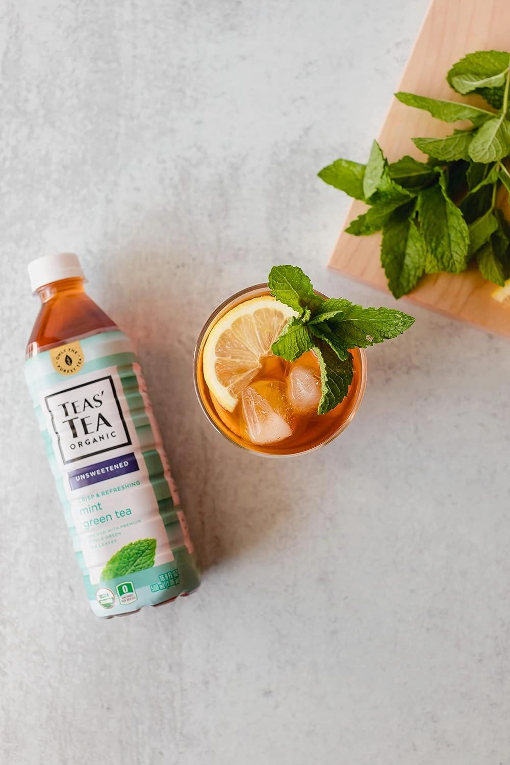 Teas' Tea Unsweetened Mint Green Tea 16.9 Fl Oz (Pack of 12) Organic, Sugar Free, Zero calorie