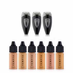 TEMPTU Perfect Canvas Hydra Lock Airbrush Foundation Starter Set, Light/Medium & Airpod Pro 3-Pack Cartridge Bundle