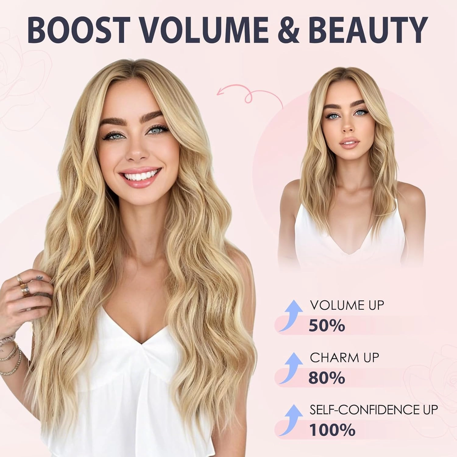 TESS Human Hair Halo Extensions 100% Remy Hair 16 Inch Straight Adjustable Invisible Wire Easy to Use Clip in, Dark Black