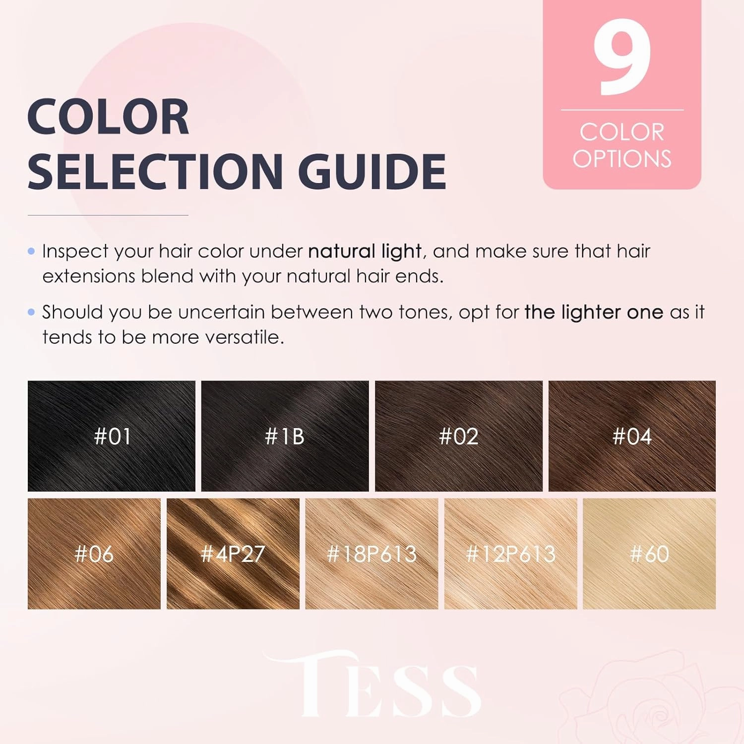 TESS Human Hair Halo Extensions 100% Remy Hair 16 Inch Straight Adjustable Invisible Wire Easy to Use Clip in, Dark Black