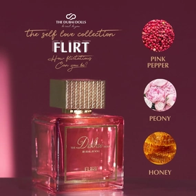 TH.E Du...bai DO..LLS Luxury Eau de Parfum – FLIRT | A vibrant blend of pink pepper, peony, and honey for a captivating scent, perfect for day and night. (100ml)