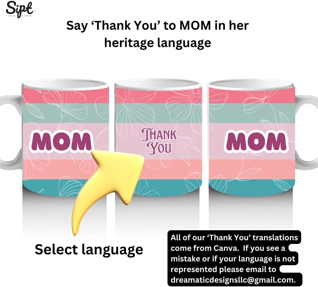 Thank You Mom Hot Beverage Mug In Armenian A Gift For the Immigrant Mother in Her Native Language 2 Tone Pink