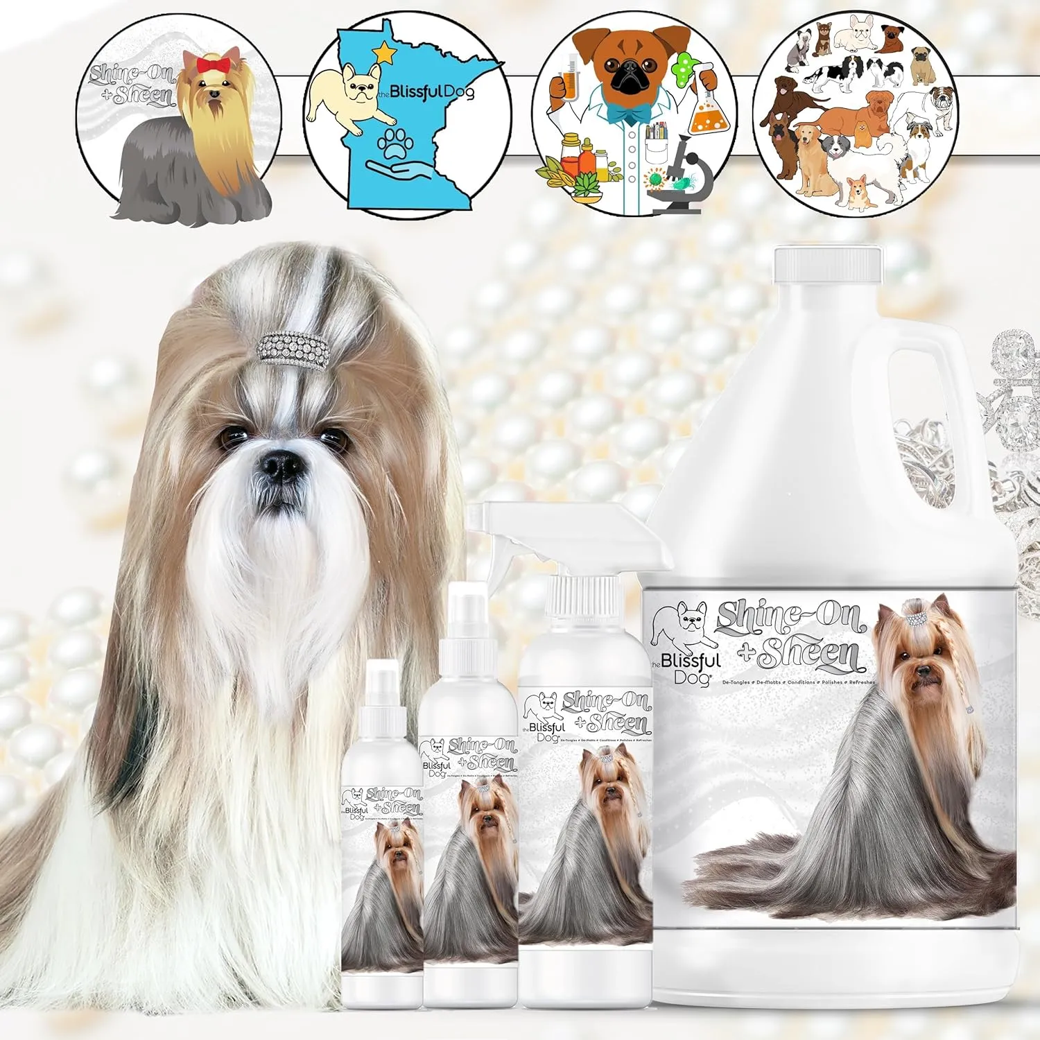 The Blissful Dog Shine-On   Sheen Coat Dog Spray, Easy-to-Use Conditioner, Sensitive Skin-Friendly Leave-in Conditioner, Detangler Spray, 8 oz.