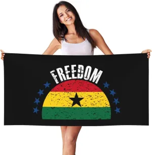 The Ghana Flag and Freedom Beach Towel 27.5 X 55 Inch Extra Large Sand Free Quick Dry Absorbent Travel Bath Towel Adult Pool Towels