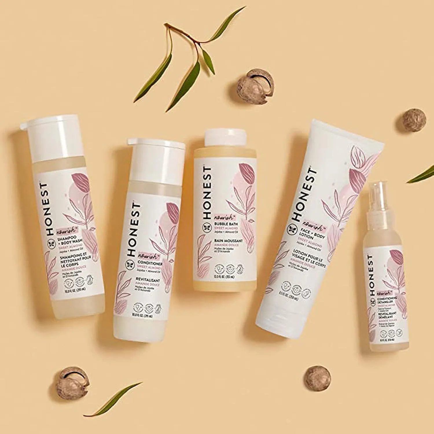 The Honest Company Conditioning Hair Detangler 3-Pack | Leave-in Conditioner   Fortifying Spray | Tear-free, Cruelty-Free, Hypoallergenic | Almond Nourishing, 4 fl oz each (pack of 3)