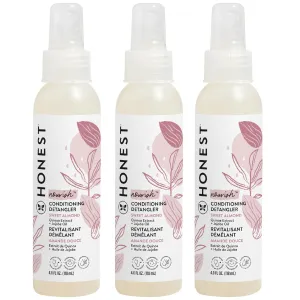 The Honest Company Conditioning Hair Detangler 3-Pack | Leave-in Conditioner   Fortifying Spray | Tear-free, Cruelty-Free, Hypoallergenic | Almond Nourishing, 4 fl oz each (pack of 3)
