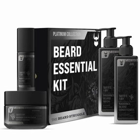 The Beard Growth Kit - Essential Grooming Set with Balm, Oil, Wash & Conditioner for Men - Surtr's Fury Platinum Collection