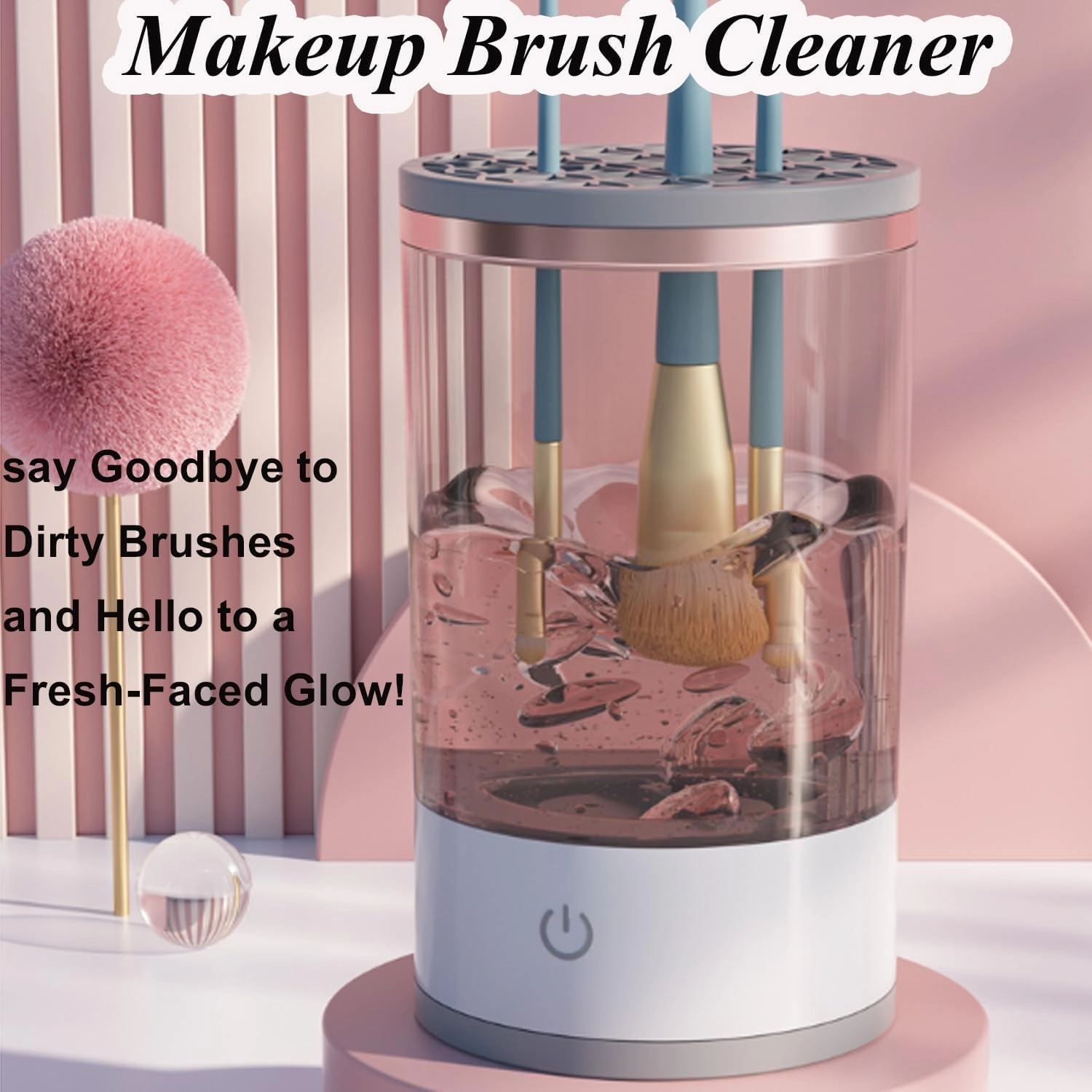 The Cozy Luna Brush Cleaner, Beauty Swirl Cosmetic Brush Cleaner, Amarune Electric Makeup Brush Cleaner, Automatic Makeup Brush Cleaner Machine- 3-In-1 One-Click Cleaning (Black)