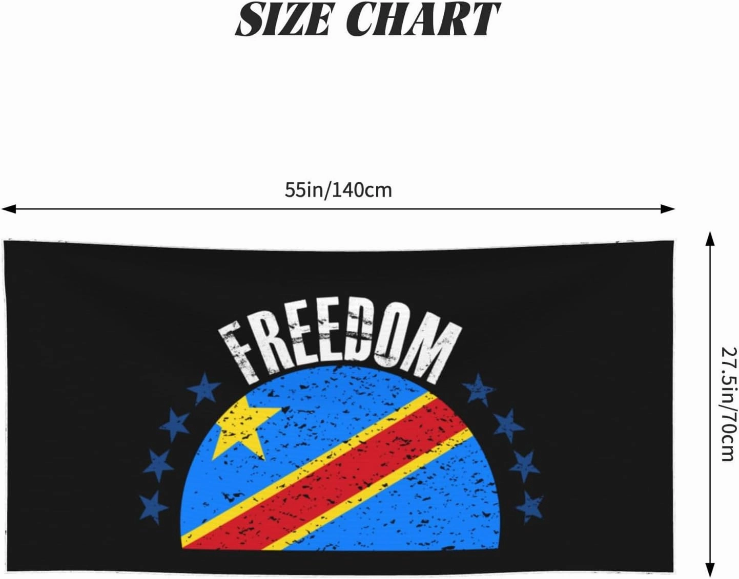The Democratic Republic of The Congo Flag and Freedom Beach Towel 27.5 X 55 Inch Extra Large Sand Free Quick Dry Absorbent Travel Bath Towel Adult Pool Towels