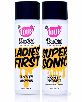 The Doux LADIES FIRST Honey Shampoo and SUPERSONIC Honey Condish - Hydrating Curl Shampoo and Conditioner Bundle - Leave In Conditioner