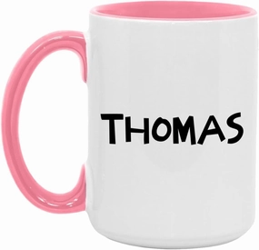 Thomas Ceramic Mug, Thomas Ceramic Mug, White/Pink 15oz Ceramic Mug