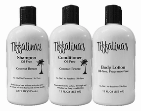 Tiffalina's Diet Safe Hygiene Kit for Oil Free Diet Plans (3 Piece), Lotion, Shampoo, Conditioner