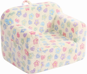 Tiita Kids Sofa, Chirldren Couch with Carrying Handle & Side Pockets, Kids Foam Chair, Toddler Armrest Chair,Kids Read Sofa for Girl Or Boy, Flower