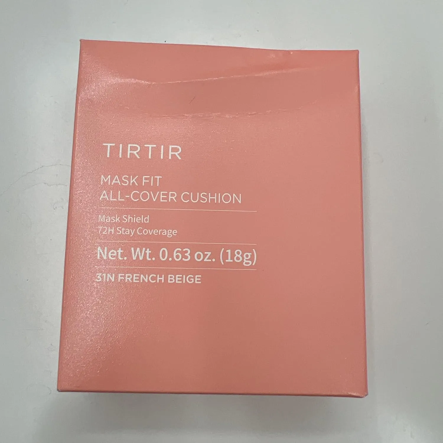 TIRTIR Mask Fit All Cover Pink Cushion Foundation | High coverage, Velvety Matte Finish, Lightweight, Flawless, Corrects Redness, Korean Cushion (#31N French Beige, Full Size, 0.63 Fl Oz)