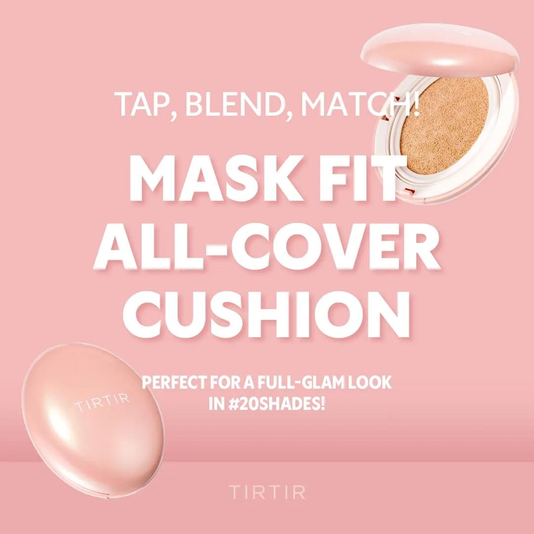 TIRTIR Mask Fit All Cover Pink Cushion Foundation | High coverage, Velvety Matte Finish, Lightweight, Flawless, Corrects Redness, Korean Cushion (#31N French Beige, Full Size, 0.63 Fl Oz)