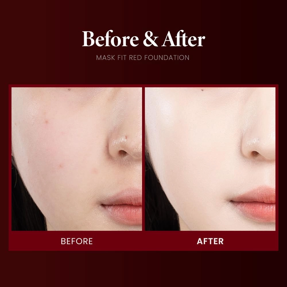 TIRTIR Mask Fit Red Foundation | High Coverage, Long-Lasting, Lightweight, Buildable Coverage, Radiant Semi-Matte Finish, All Skin Types, Korean Foundation, 17 Porcelain