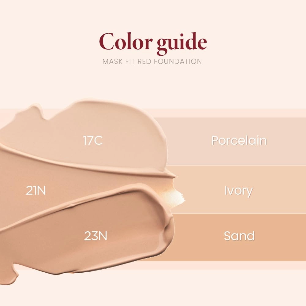 TIRTIR Mask Fit Red Foundation | High Coverage, Long-Lasting, Lightweight, Buildable Coverage, Radiant Semi-Matte Finish, All Skin Types, Korean Foundation, 17 Porcelain