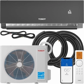 TOSOT 18,000 BTU 24.5 SEER2, ENERGY STAR Mini-Split Air Conditioner and Heating System, Wifi-Enabled Ductless Inverter AC Unit, Supports ERV System Add-On, 208-230V, Aoraki Series, Black