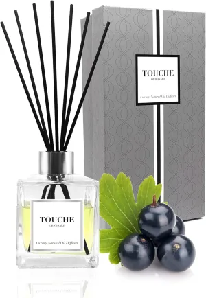 Touche Luxury Natural Reed Diffuser. Long Lasting Scented Home Fragrance. Natural Essential Oil Alcohol-Free. 4.75 OZ. Glass Bottle (Pink Champagne - Clear Bottle)