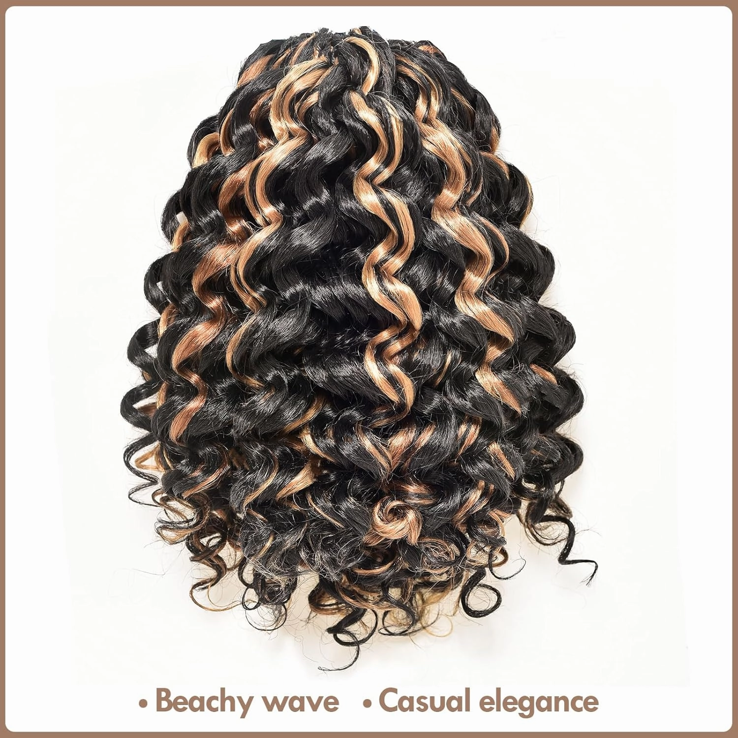 ToyoTress GoGo Curl Crochet Hair - 14 Inch 8 Packs Brown Highlight Beach Curl Crochet Hair, Short Curly Ocean Wave Water Wave Deep Twist Crochet Braids Synthetic Braiding Hair (14 Inch, P1B/30/27)